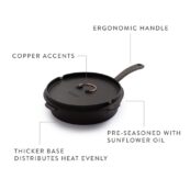 Illa Barebones poêle en fonte 25cm, ustensile de cuisine premium pour cuisine authentique, poêle tout-en-un robuste avec excellente répartition de la chaleur, équipement culinaire artisanal pour chefs amateurs et passionnés de cuisine chez Illa home decor Keerbergen